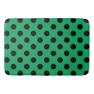 Tapete De Banheiro bolinhas pretas em verde fresco