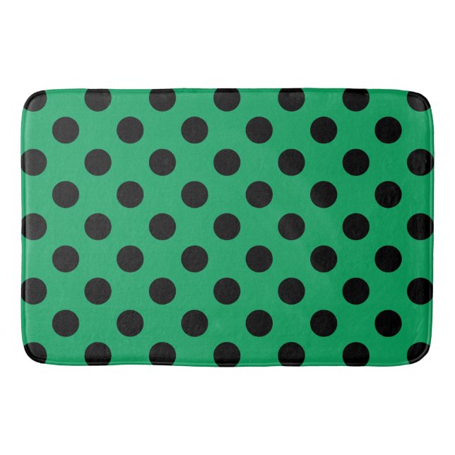 Tapete De Banheiro Bolinhas pretas em verde fresco (Frente)