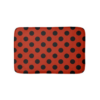 Tapete De Banheiro Bolinhas pretas em vermelho