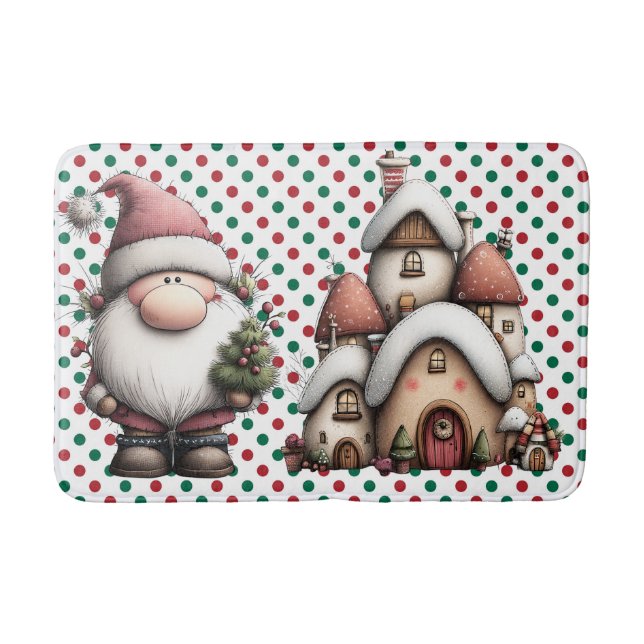 Tapete De Banheiro Bolinhas vermelhas e verdes (Frente)