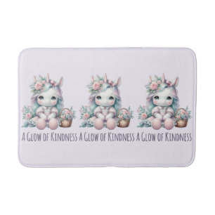 Tapete De Banheiro Boneca Pastel Kawaii Unicórnio com Cesto de Flores