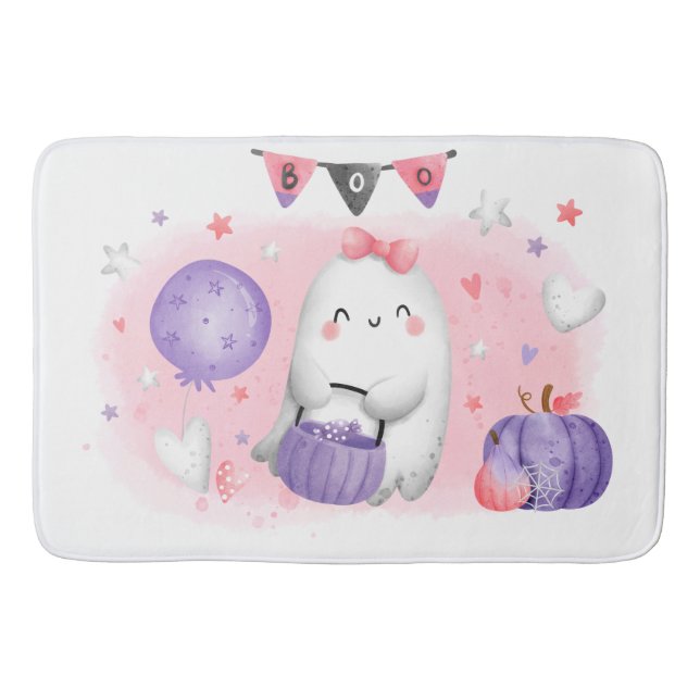 Tapete De Banheiro Bonito Halloween Pequena Garota Ghost Bath Mat (Frente)