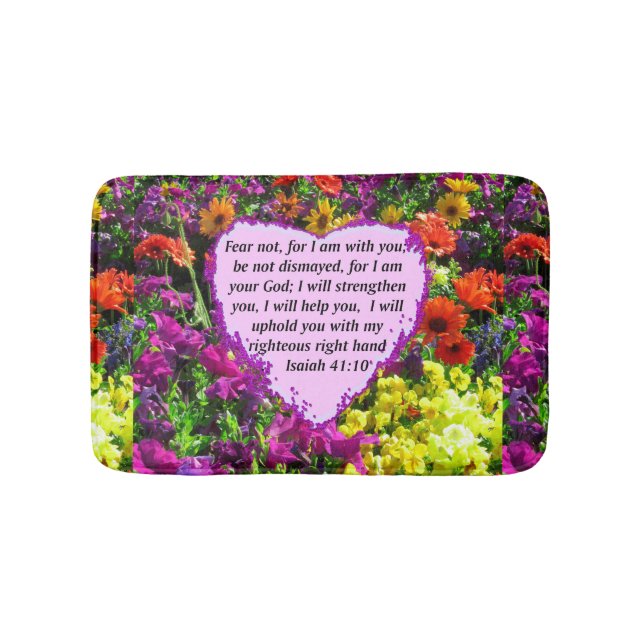 TAPETE DE BANHEIRO BONITO ISAIAH 41:10 FLORAL DESIGN (frente)