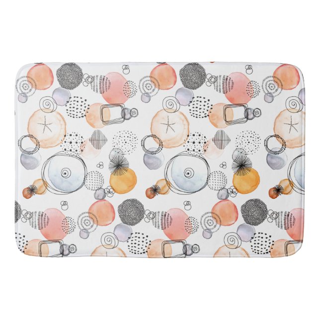 Tapete De Banheiro Bonito padrão, cor-de-rosa e Abstrato azul (Frente)