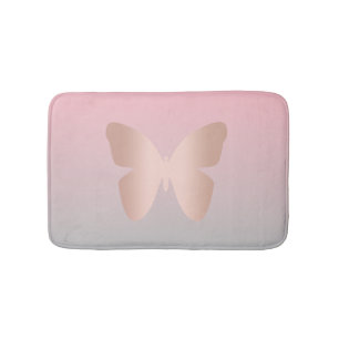 Tapete De Banheiro Borboleta cor-de-rosa na moda moderna elegante do