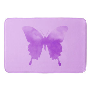 Tapete De Banheiro Borboleta de Aquarela - Lavanda e Violeta
