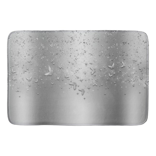 Tapete De Banheiro Borboleta de Flautim de Silver Shimmer (Frente)