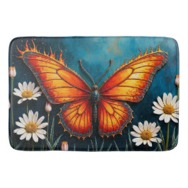 Tapete De Banheiro Borboleta em chamas fantasia de arte branca camomi