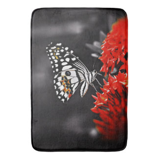 Tapete De Banheiro Borboleta em Flores Vermelhas