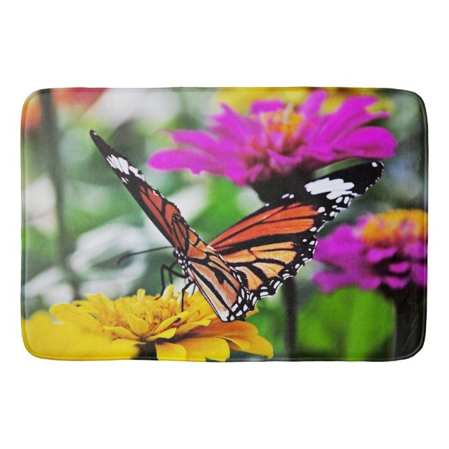 Tapete De Banheiro Borboleta nas flores #2 (Frente)