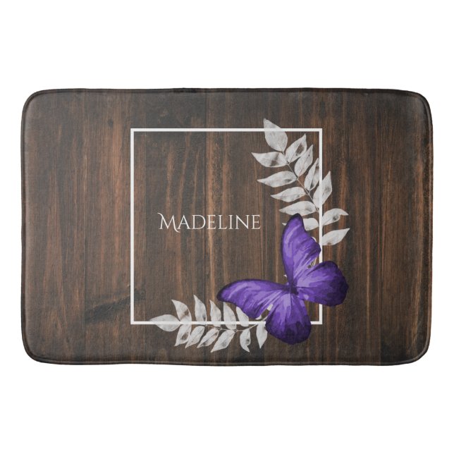 Tapete De Banheiro Borboleta Roxa Personalizada Bath Mat (Frente)