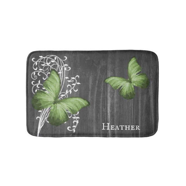 Tapete De Banheiro Borboleta Russa Verde Personalizada Bath Mat (frente)