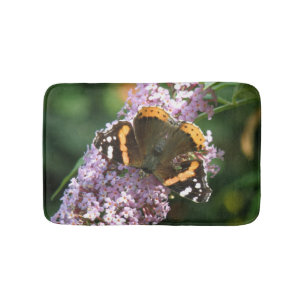 Tapete De Banheiro Borboleta Vermelha e Buddleia Bath Mat