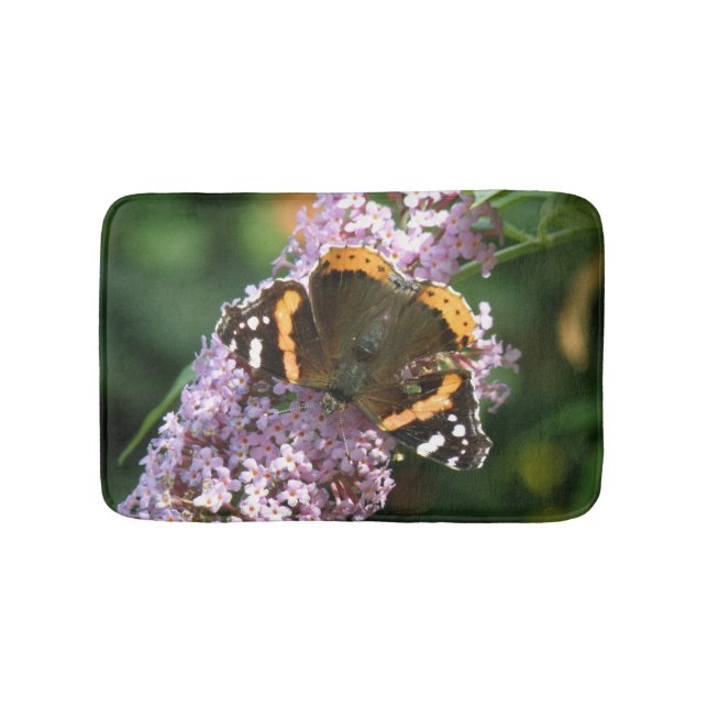 Tapete De Banheiro Borboleta Vermelha e Buddleia Bath Mat (frente)