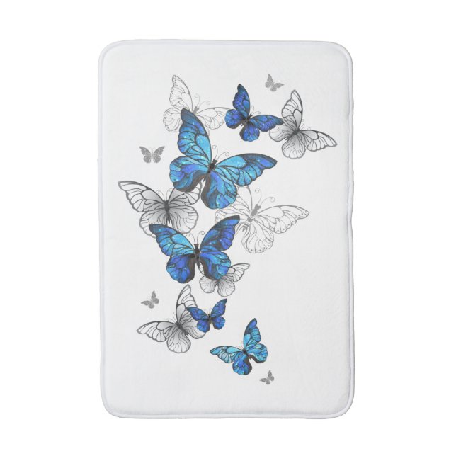 Tapete De Banheiro Borboletas Azuis Morpho (Frente Vertical)