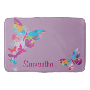Tapete De Banheiro Borboletas Coloridas Design Bath Mat