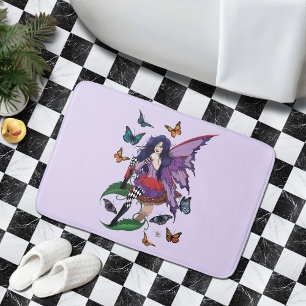 Tapete De Banheiro Borboletas de Cogumelo de Leite Roxo