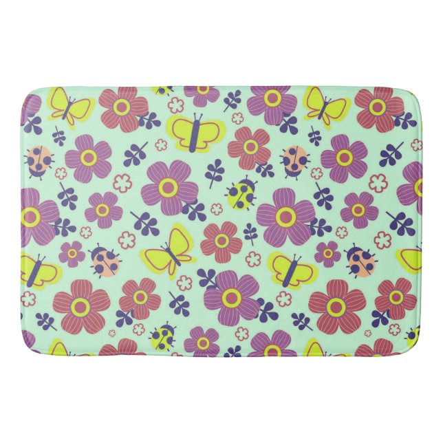 Tapete De Banheiro 🌸 Borboletas Estilo Floral Aconchegante para Casa (Frente)