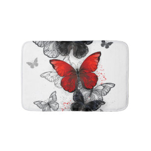 Tapete De Banheiro Borboletas Negras e Vermelhas