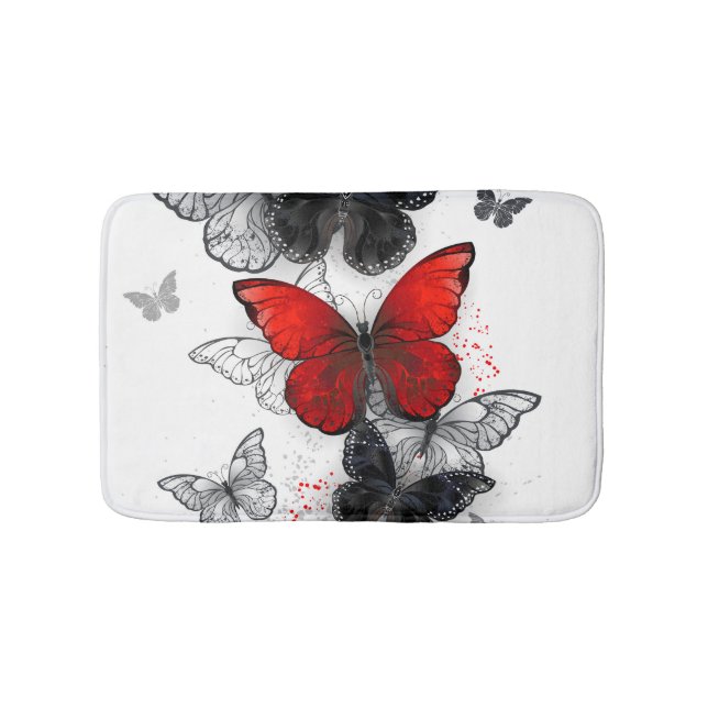 Tapete De Banheiro Borboletas Negras e Vermelhas (frente)