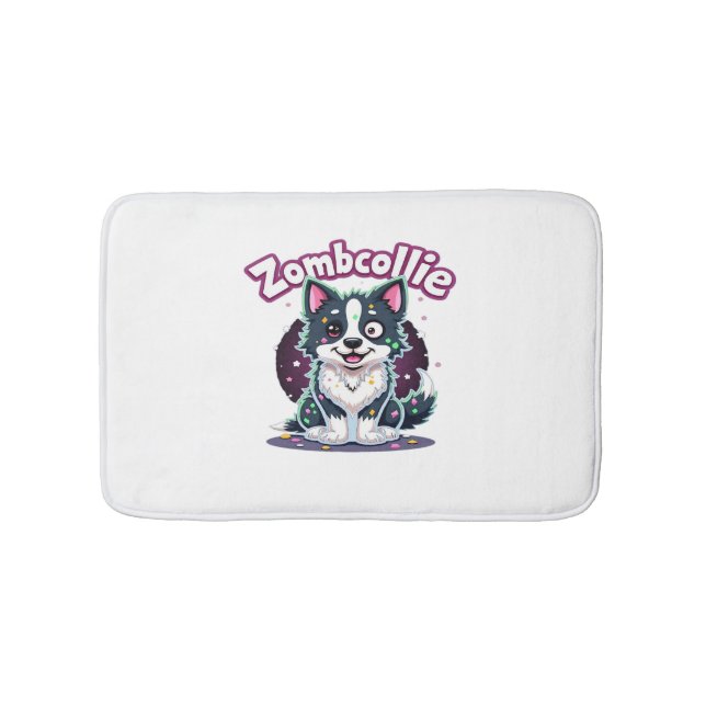 Tapete De Banheiro Borda Collie BC Zombie Dog Halloween Essencial T- (frente)