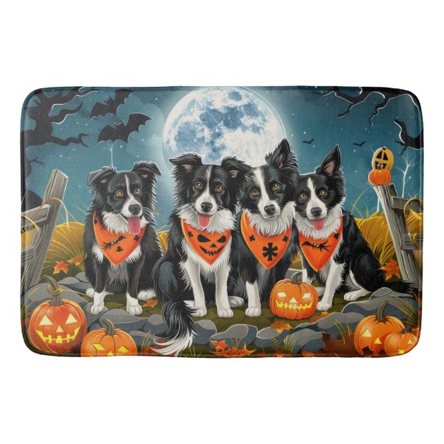 Tapete De Banheiro Border Collie Halloween Spooky (Frente)