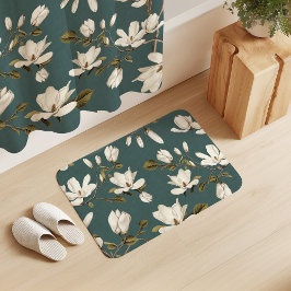Tapete De Banheiro Bosque de Magnólia Branca em Floral Elegante Virid