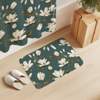 Tapete De Banheiro Bosque de Magnólia Branca em Floral Elegante Virid