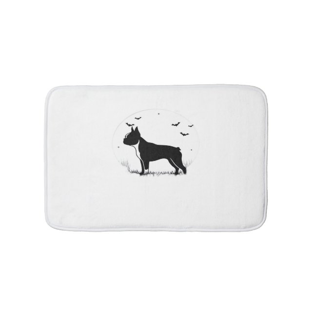 Tapete De Banheiro Boston Terrier Dog - Halloween Moon Silhouve (frente)