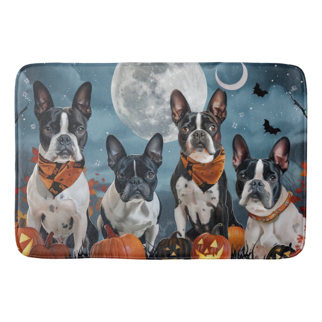 Tapete De Banheiro boston terrier Halloween Spooky (Frente)