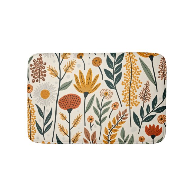 Tapete De Banheiro Botanical Boho Flowers Plants Design 390 (frente)