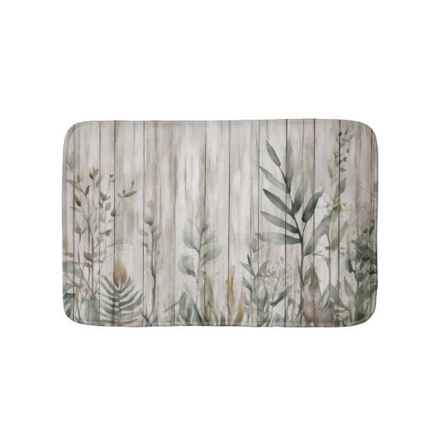 Tapete De Banheiro Botanical Foliage Farmhouse Barn Wood look (frente)