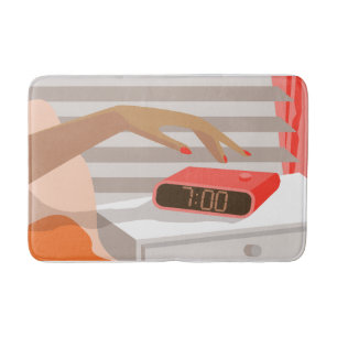 Tapete De Banheiro Botão de snooze do despertador da mão das mulheres