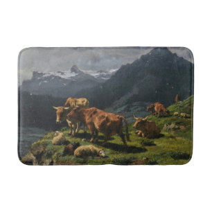 Tapete De Banheiro Bovinos e Ovinos numa Paisagem Alpina