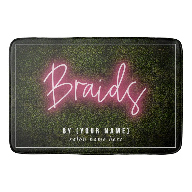 Tapete De Banheiro Braids Neon Boxwood Hair Salon Cosmetologista (Frente)