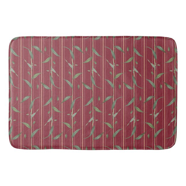 Tapete De Banheiro Branch of leaves on red wallpaper shower curtain (Frente)