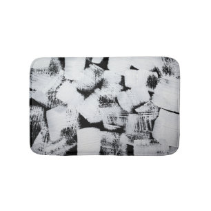 Tapete De Banheiro Branco preto, canvas pintada por abstrato.