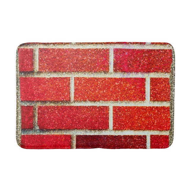 Tapete De Banheiro Brick Vermelho e Glitter Feriado Feriado Moderno G (Frente)
