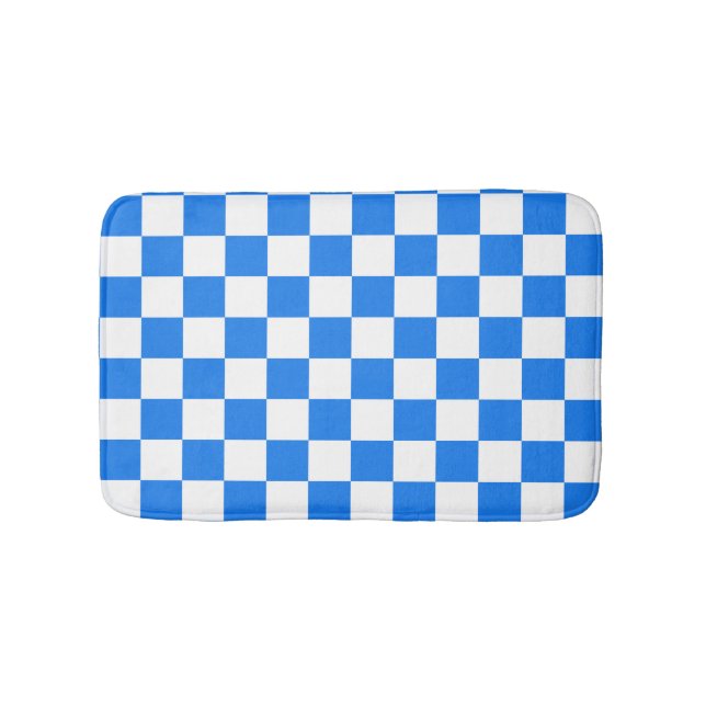 Tapete De Banheiro Bright Blue and White Checkers (frente)