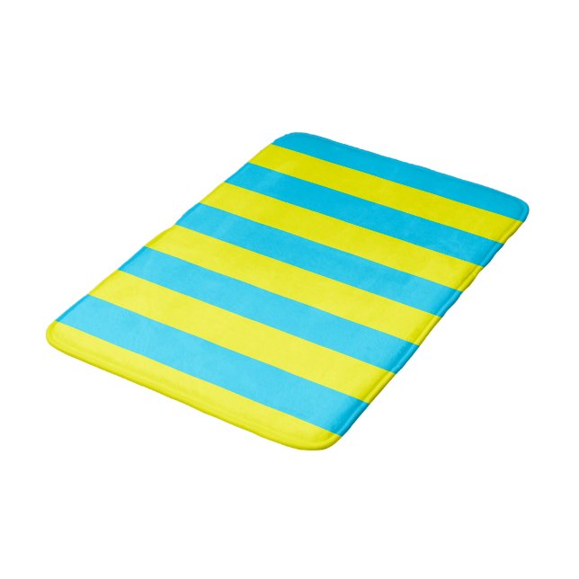 Tapete De Banheiro Bright Blue and Yellow Stripes  (Angulado)
