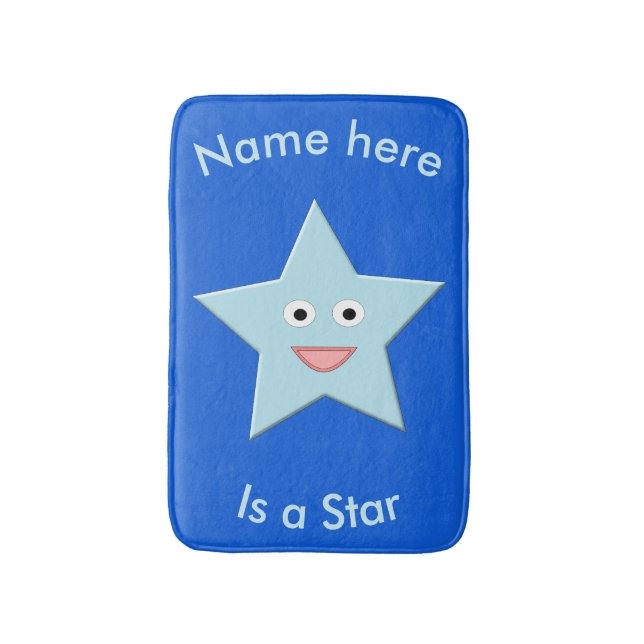 Tapete De Banheiro Bright Blue Celebration Star Custom Bath Mat (Frente Vertical)