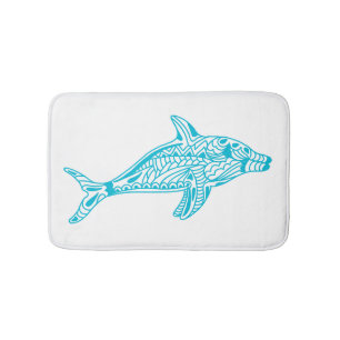 Tapete De Banheiro Bright Blue Patterin Dolphin Art