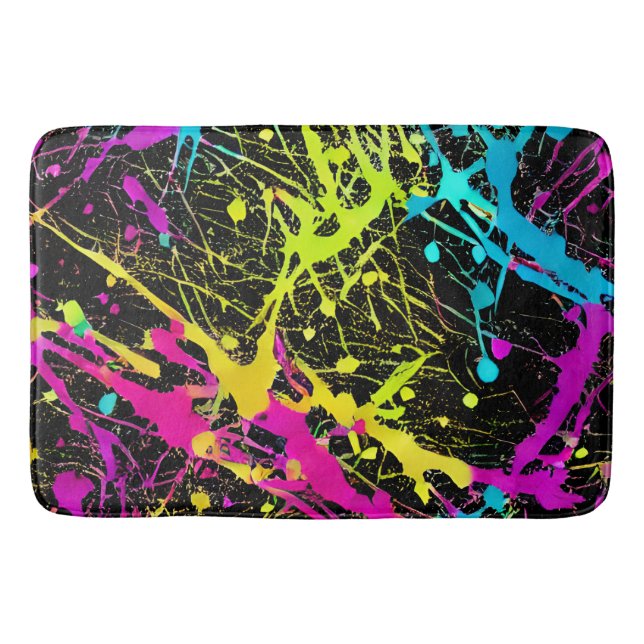 Tapete De Banheiro Bright Neon Paint Splatter (Frente)