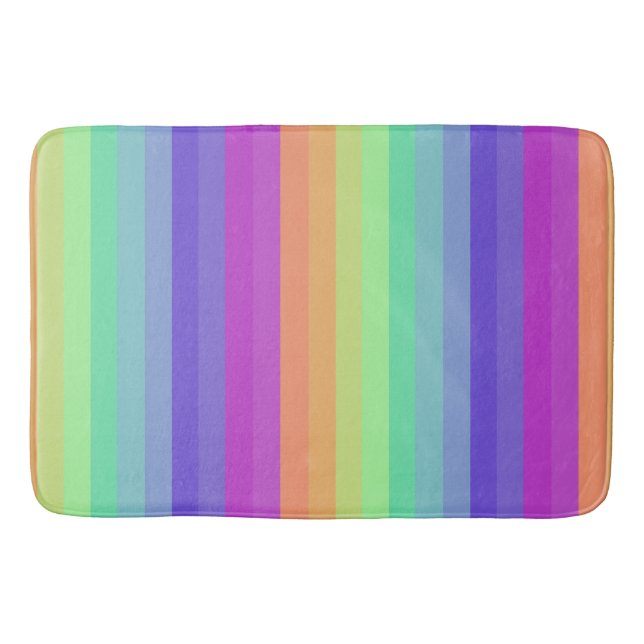 Tapete De Banheiro Bright Pastel Rainbow Stripe Bath Mat (Frente)