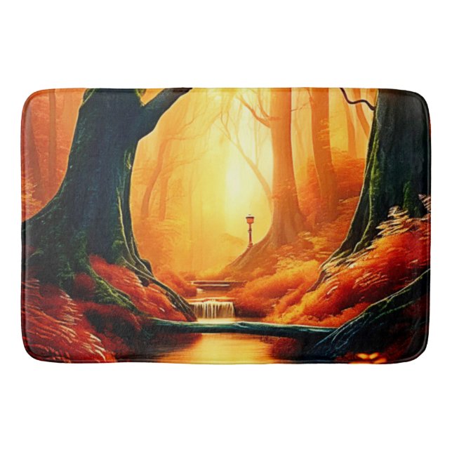 Tapete De Banheiro Brilho de Ouro da Floresta Encantada (Frente)