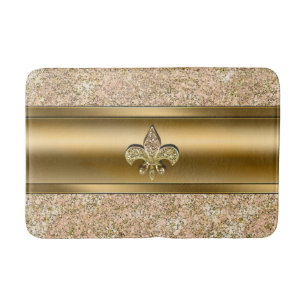Tapete De Banheiro Brilho Rosa e Dourado Glitter Fleur de lis Chic