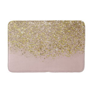 Tapete De Banheiro Brilho Rosa e Dourado Moderno Chique Glamour Tendê