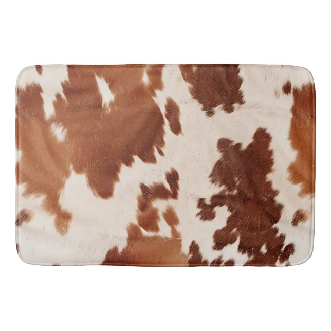 Tapete De Banheiro Brown Cream Cowhide Western (Frente)