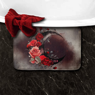 Tapete De Banheiro Bruxaria Moon Crescente com Rosas vermelhas Góti