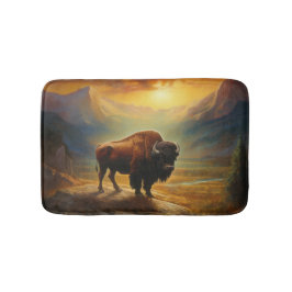 Tapete De Banheiro Buffalo Bison Sunset Silhouette